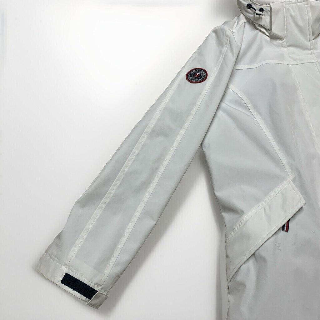 Chaqueta impermeable con capucha Tommy Hilfiger para mujer, color blanco, talla M