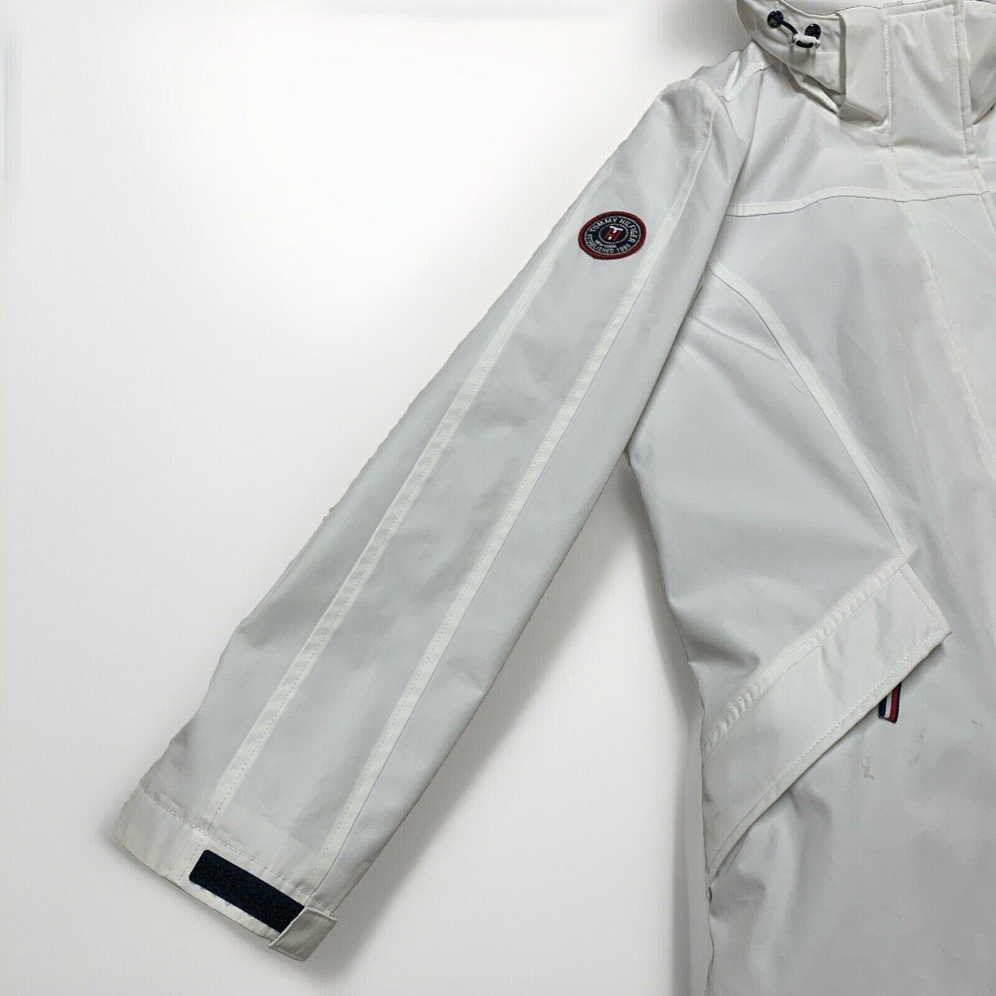 Tommy Hilfiger Women's M White Weather Hood Jacket Rain Coat