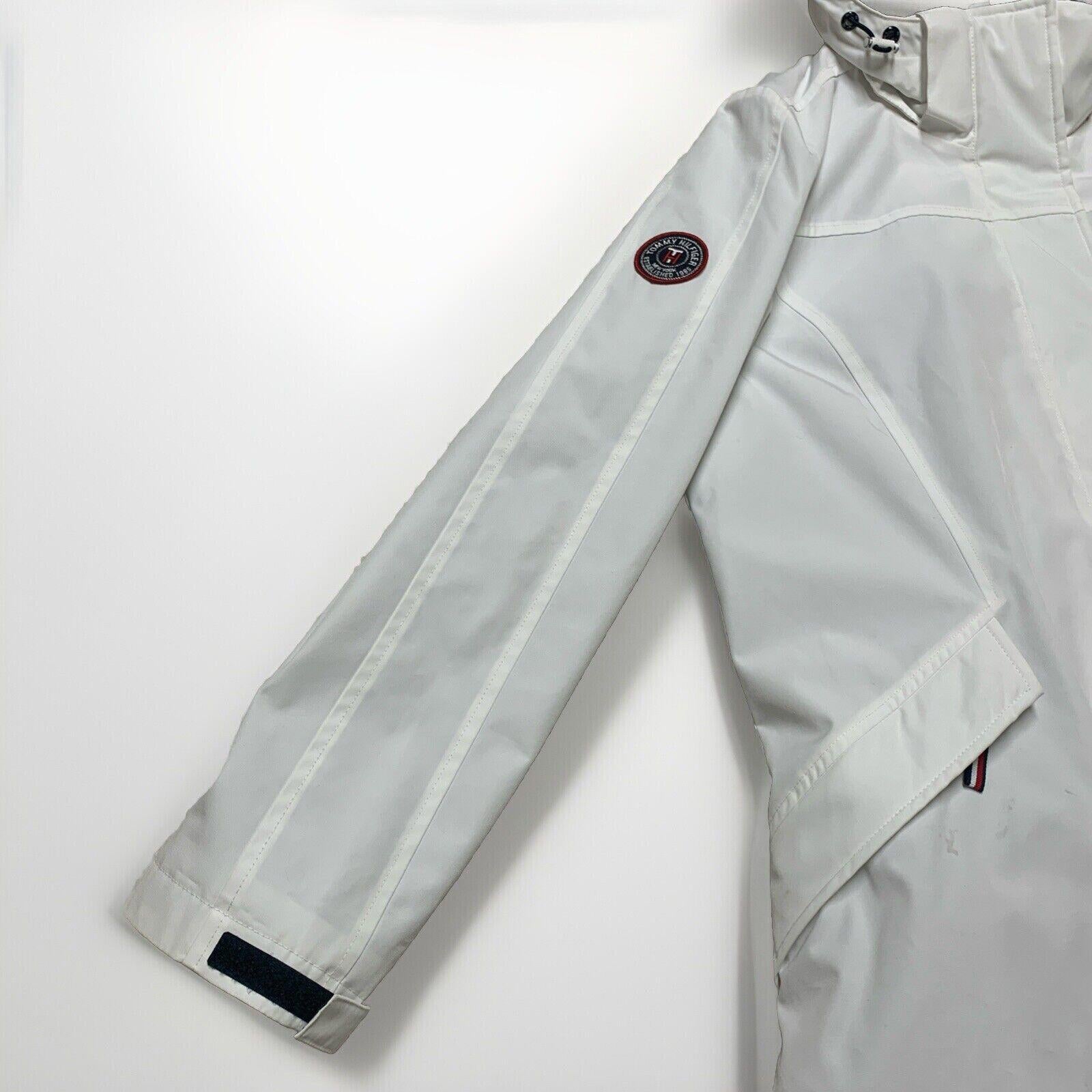 Chaqueta impermeable con capucha Tommy Hilfiger para mujer, color blanco, talla M