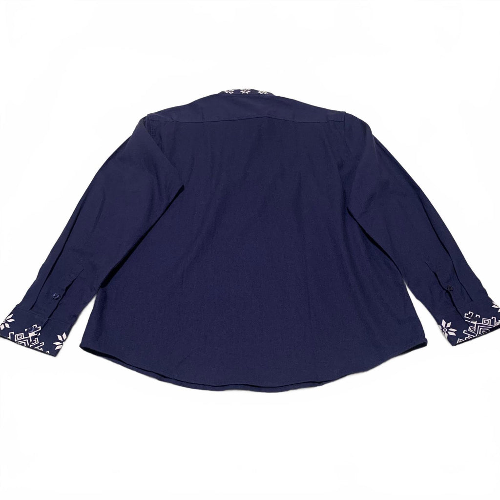 Camisa de algodón con cuello túnica bordada de manga larga azul talla XL para hombre de Coofandy