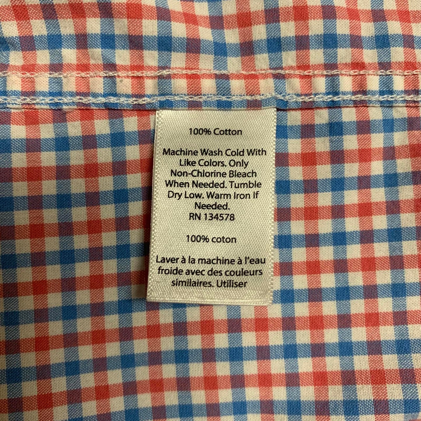 Vineyard Vines Men’s Large Red Blue Check Slim Fit Murray Button Shirt