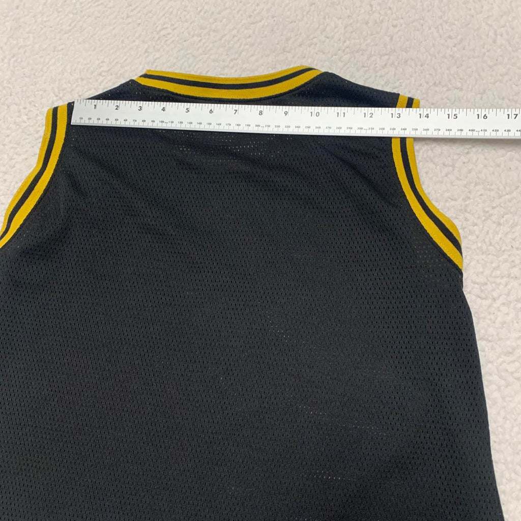 Top corto de malla con el escudo de Hogwarts, unisex, talla L, negro y amarillo, de Harry Potter para niños