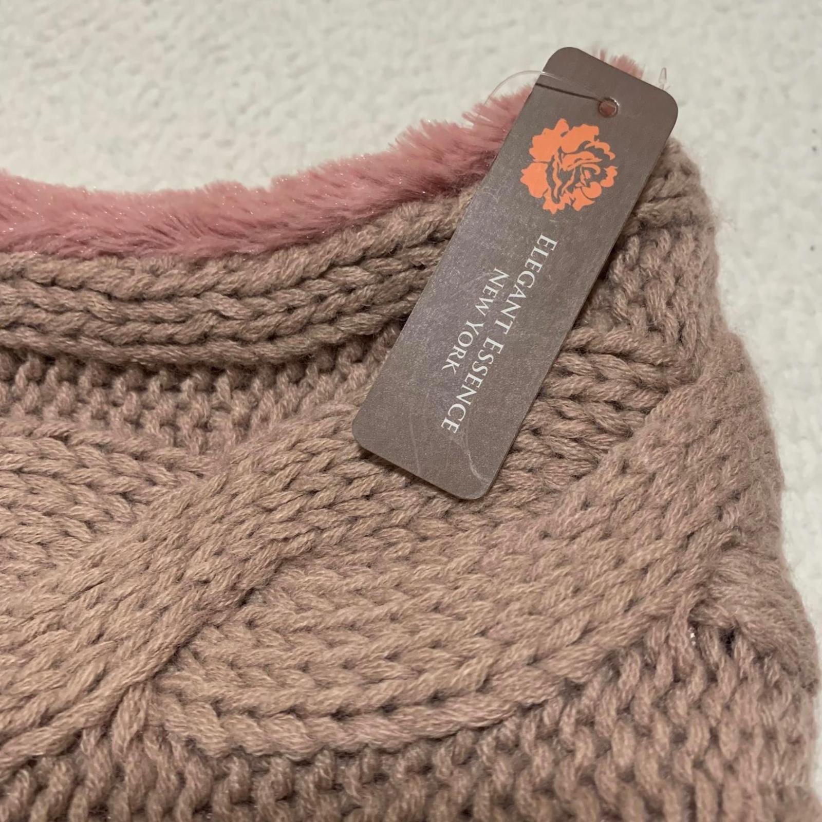 Elegante cuello de punto de piel sintética de color malva reversible, acogedor y elegante para climas fríos.