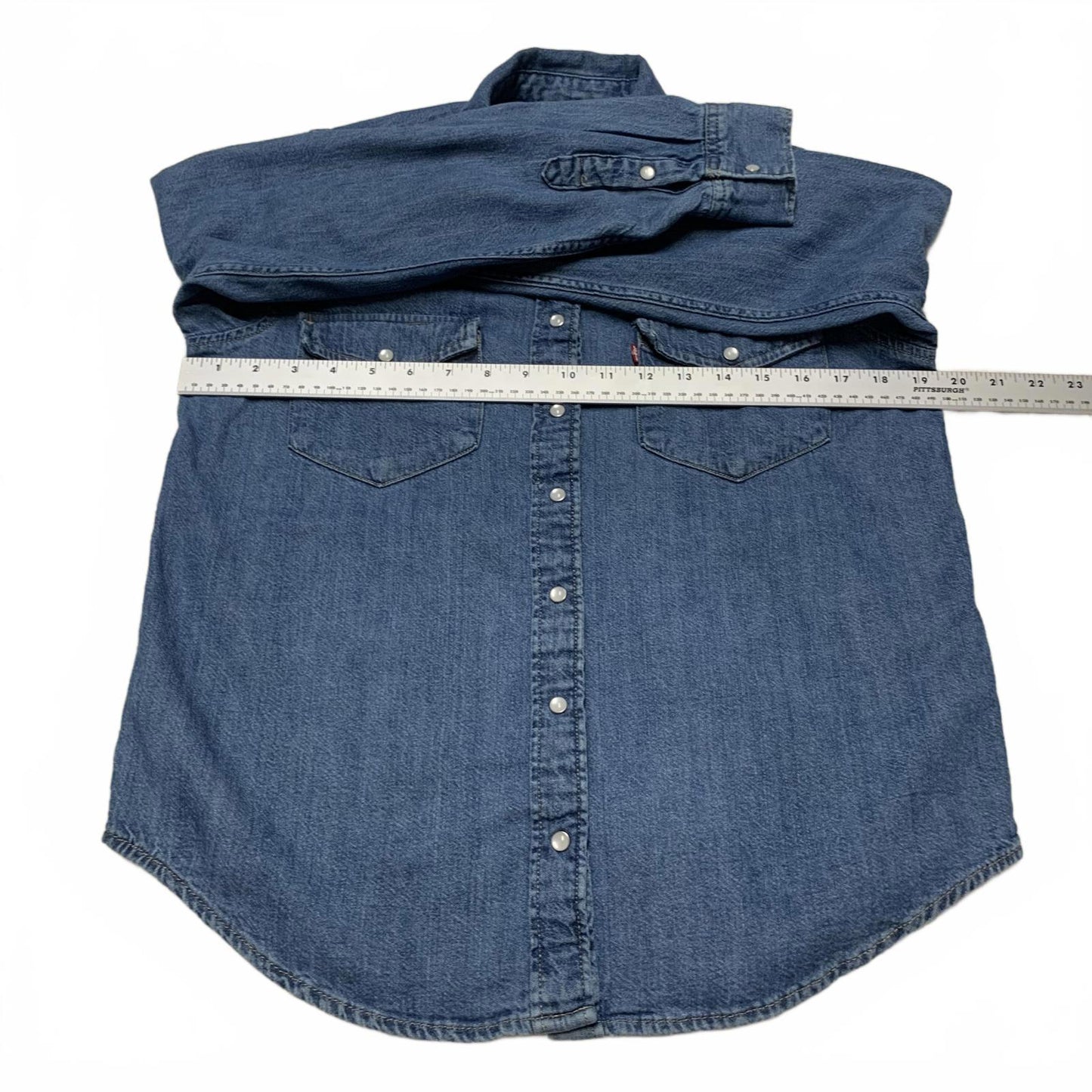 Levi's Denim Shirt Womens Sz Small Blue Classic Western Style Cotton