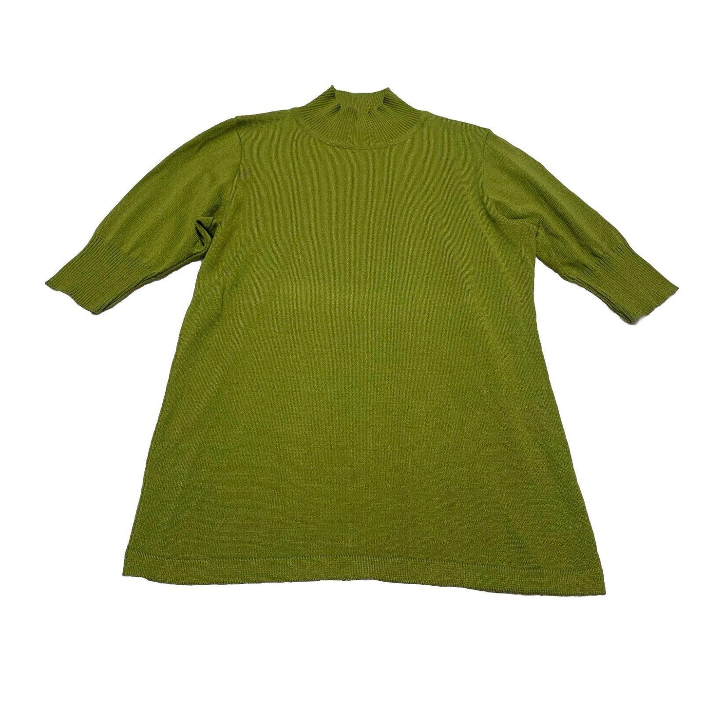 Of White Women’s Size 38 Lime Green  Half Sleeve Mock Neck Shirt Stretch Top