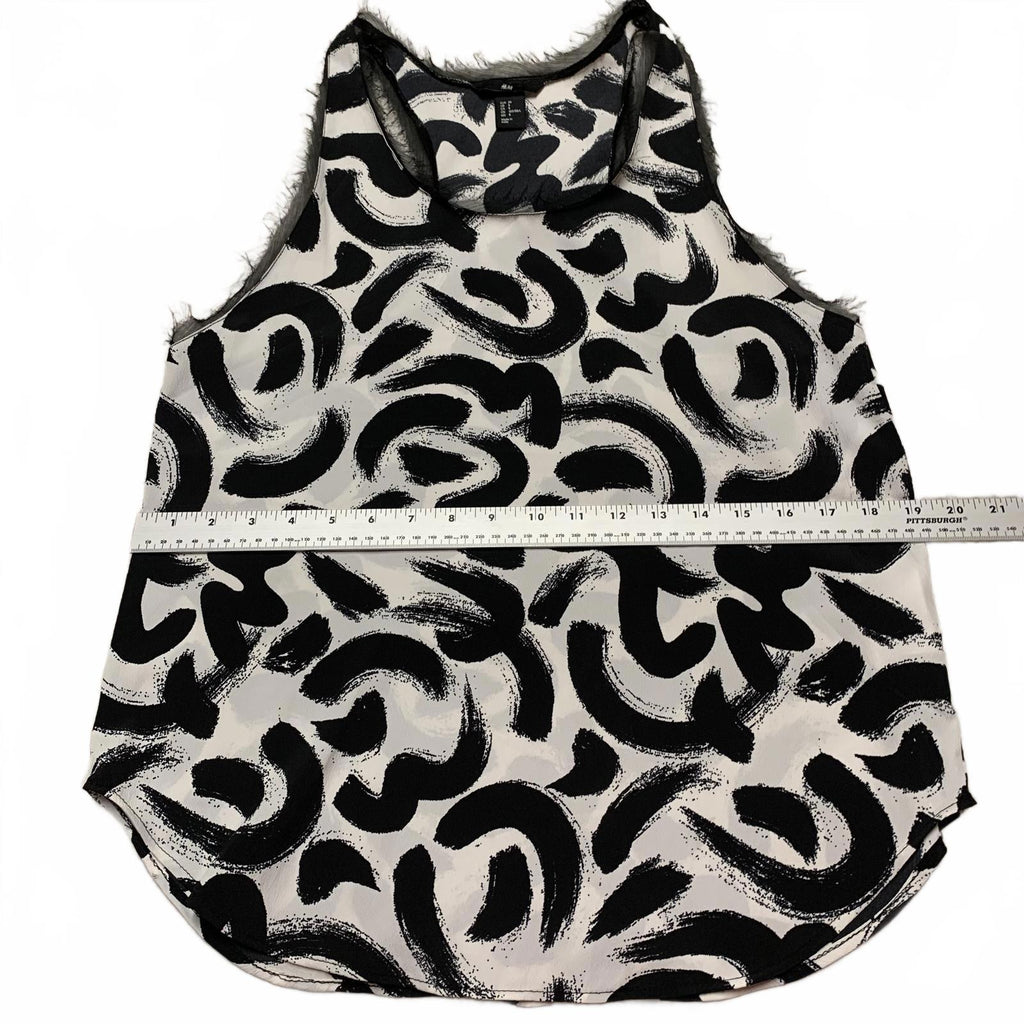 Camiseta de tirantes con estampado abstracto en blanco y negro de H&amp;M para mujer, talla 8