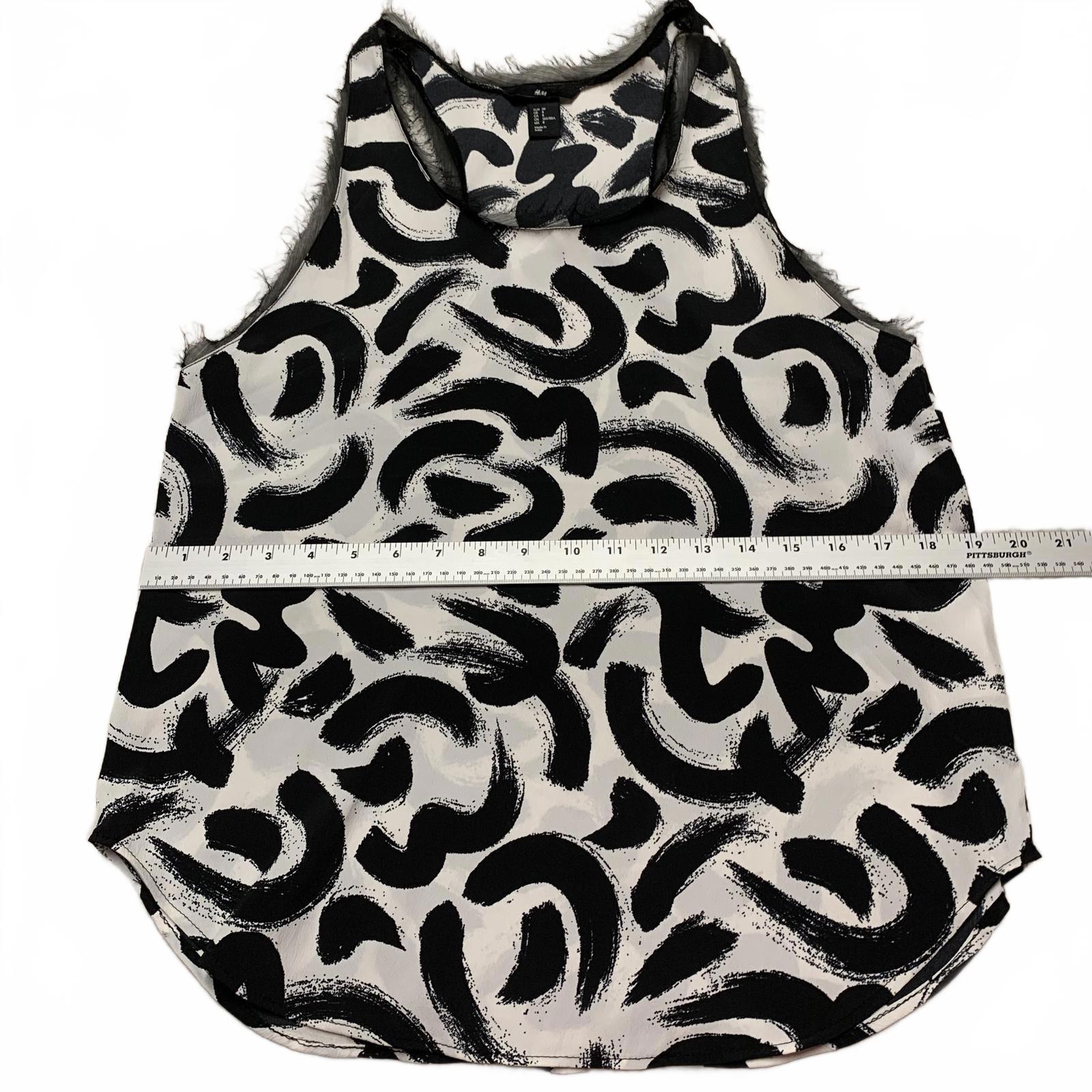 Camiseta de tirantes con estampado abstracto en blanco y negro de H&amp;M para mujer, talla 8