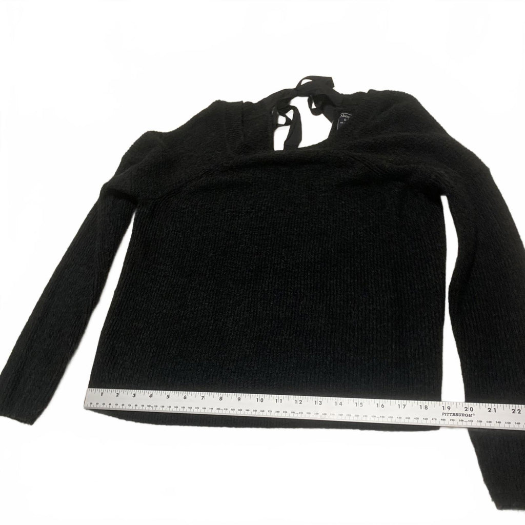 Suéter Abercrombie &amp; Fitch de manga larga negro Y2K con lazo en la espalda para mujer, talla M
