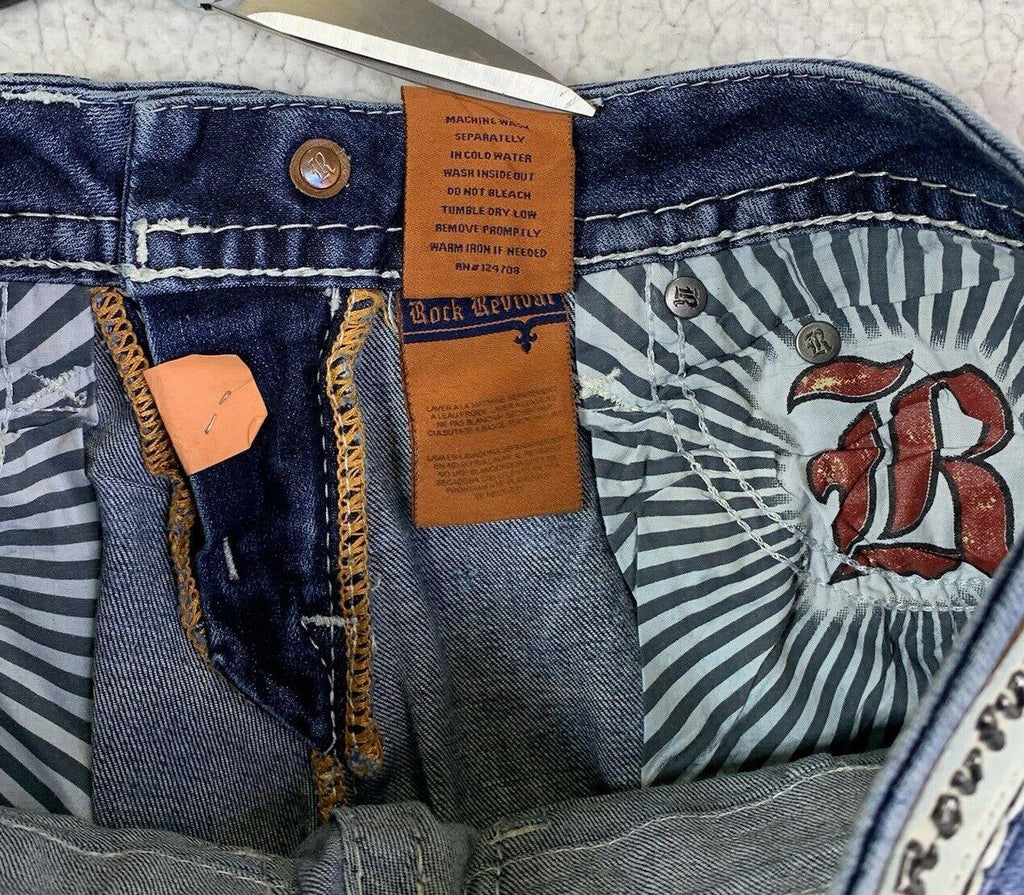 Vaqueros Rock Revival para mujer, talla 27, con bolsillo vaquero y puntadas llamativas