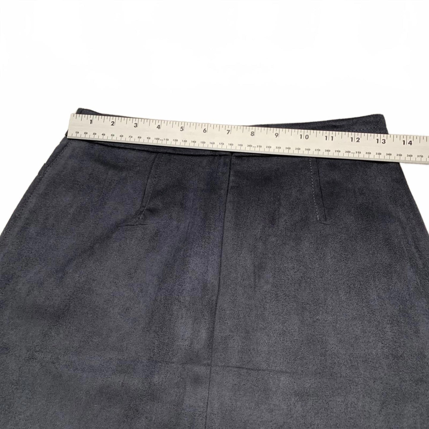 LOFT Petite Sze 00 Petite Suede Mini Skirt Zipper Pockets Charcoal Gray W 26.5