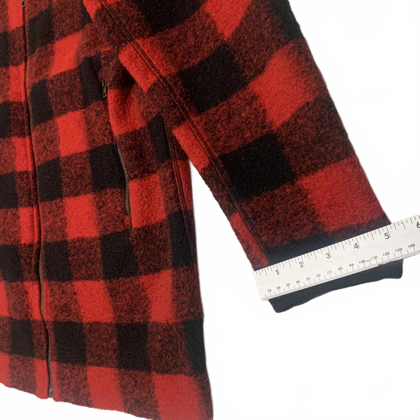 Chaqueta de forro polar con cremallera a cuadros rojos y negros Roots para hombre, talla L, estilo cálido y clásico