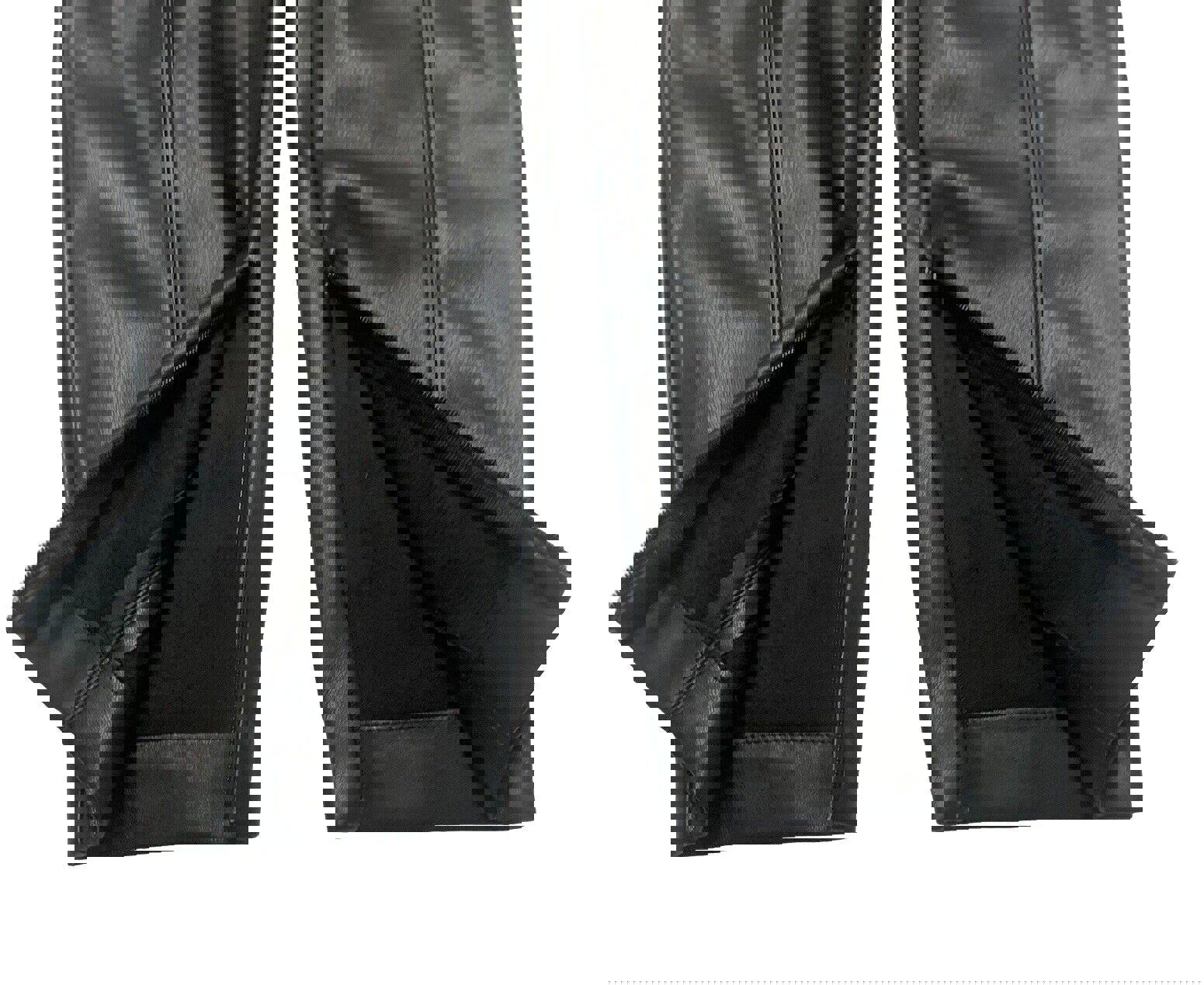 Pantalones Zara para mujer, talla pequeña, negros, de poliéster y piel sintética, hasta el tobillo