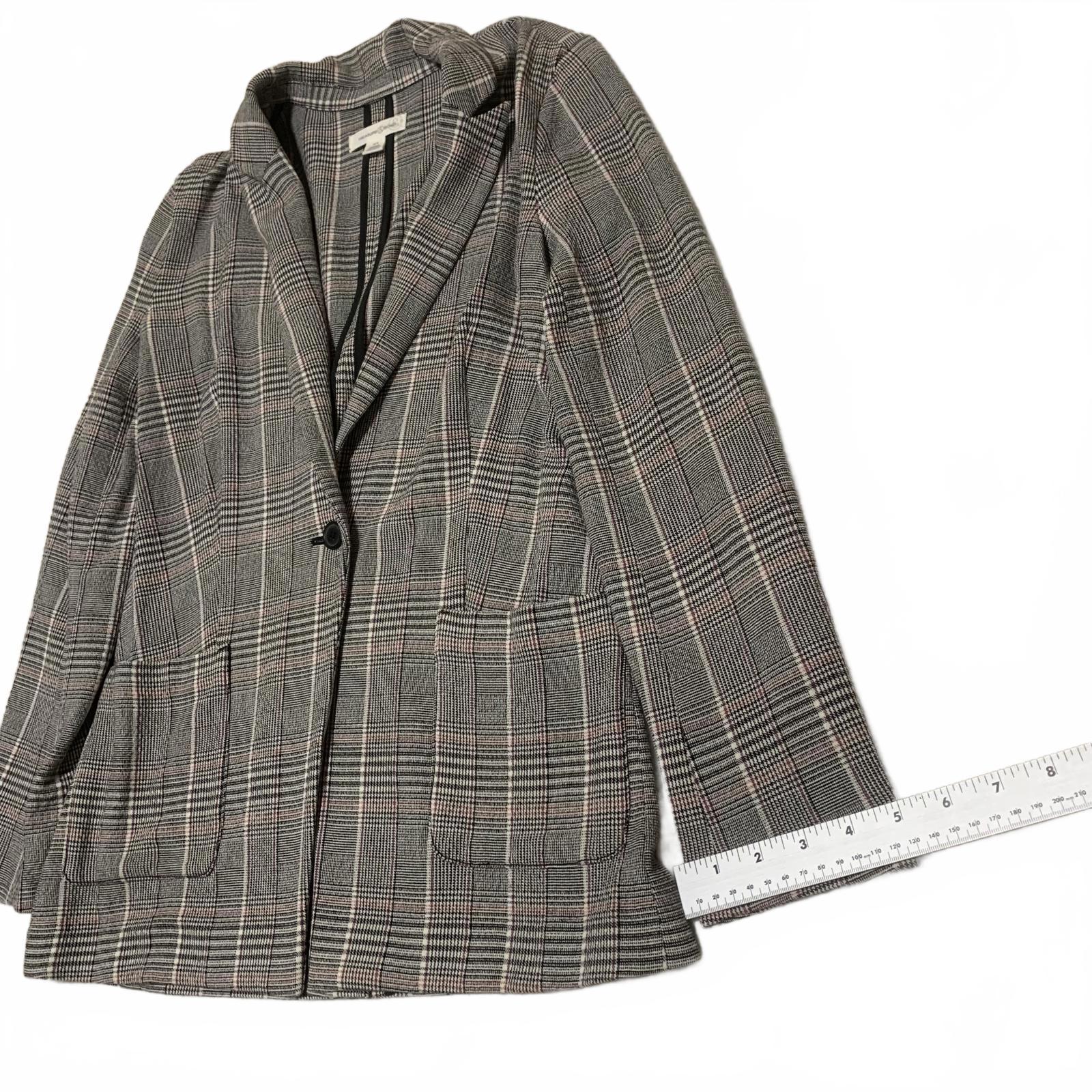 Chaqueta blazer a cuadros Treasure &amp; Bond para mujer, talla XS, negra, rosa y gris, elástica, con 1 botón