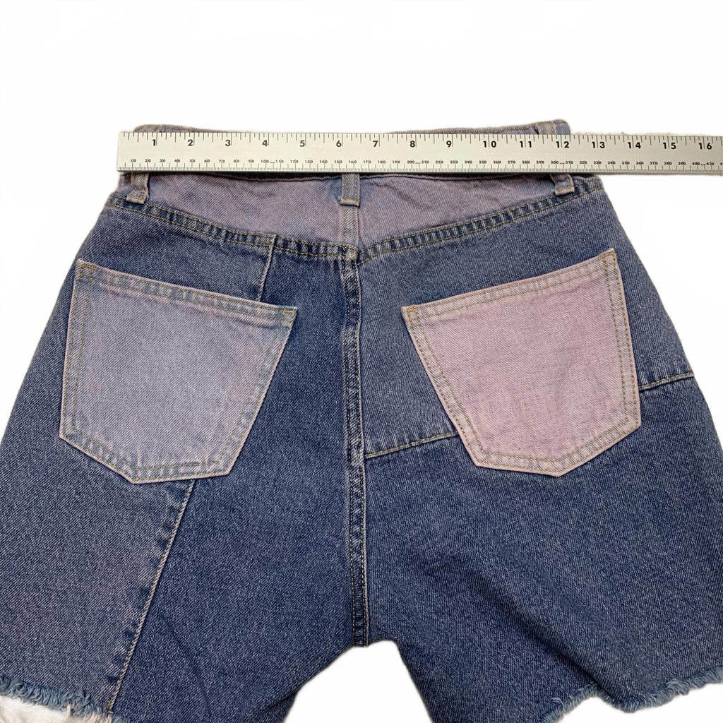 Pantalones cortos vaqueros con parches en azul y rosa para mujer de Wild Fable, talla 0, 24,5