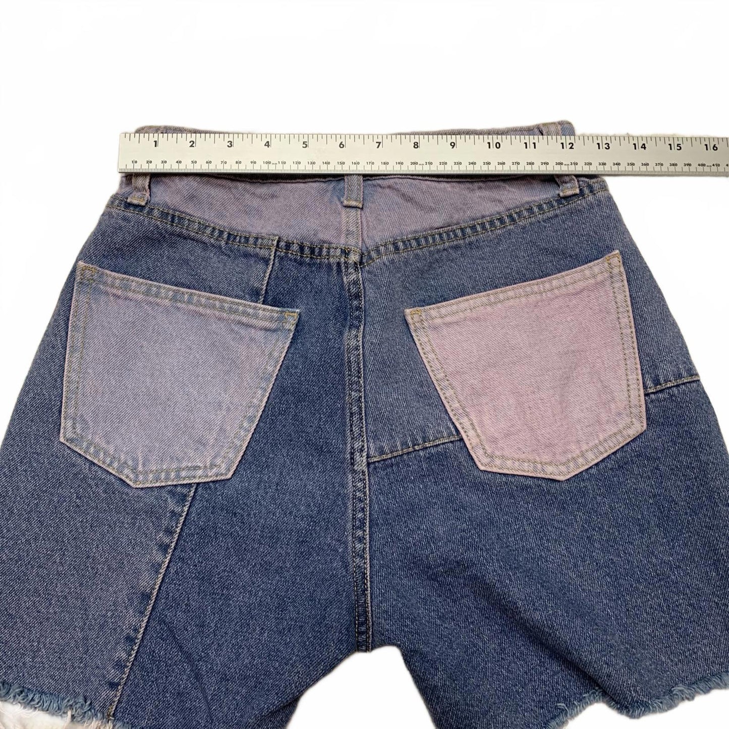 Wild Fable Womens Sz 0 Blue Pink Patchwork Denim Shorts 24.5