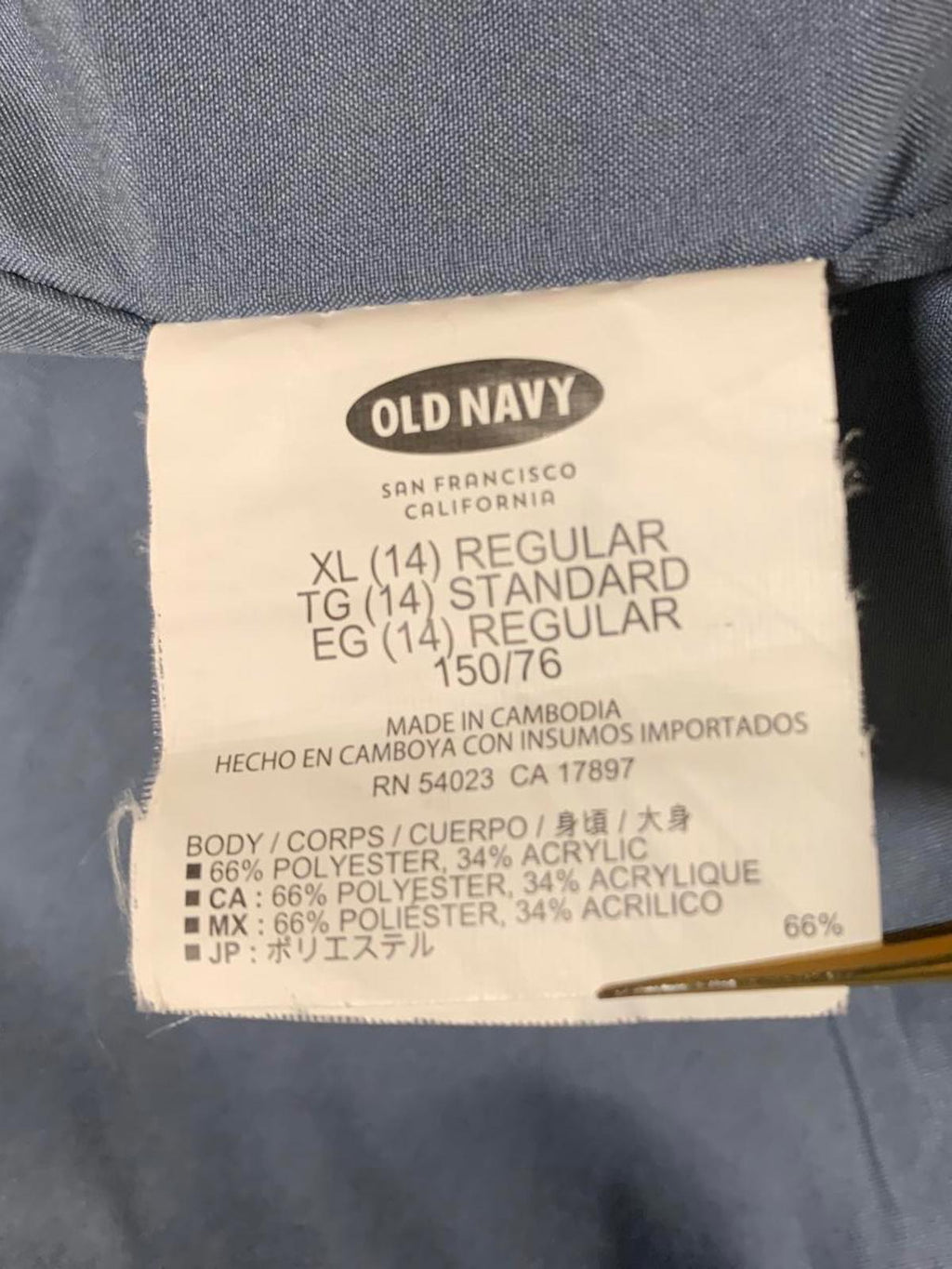 Chaqueta polar gris Old Navy para niña, talla XL TG 14R, con detalles en rosa