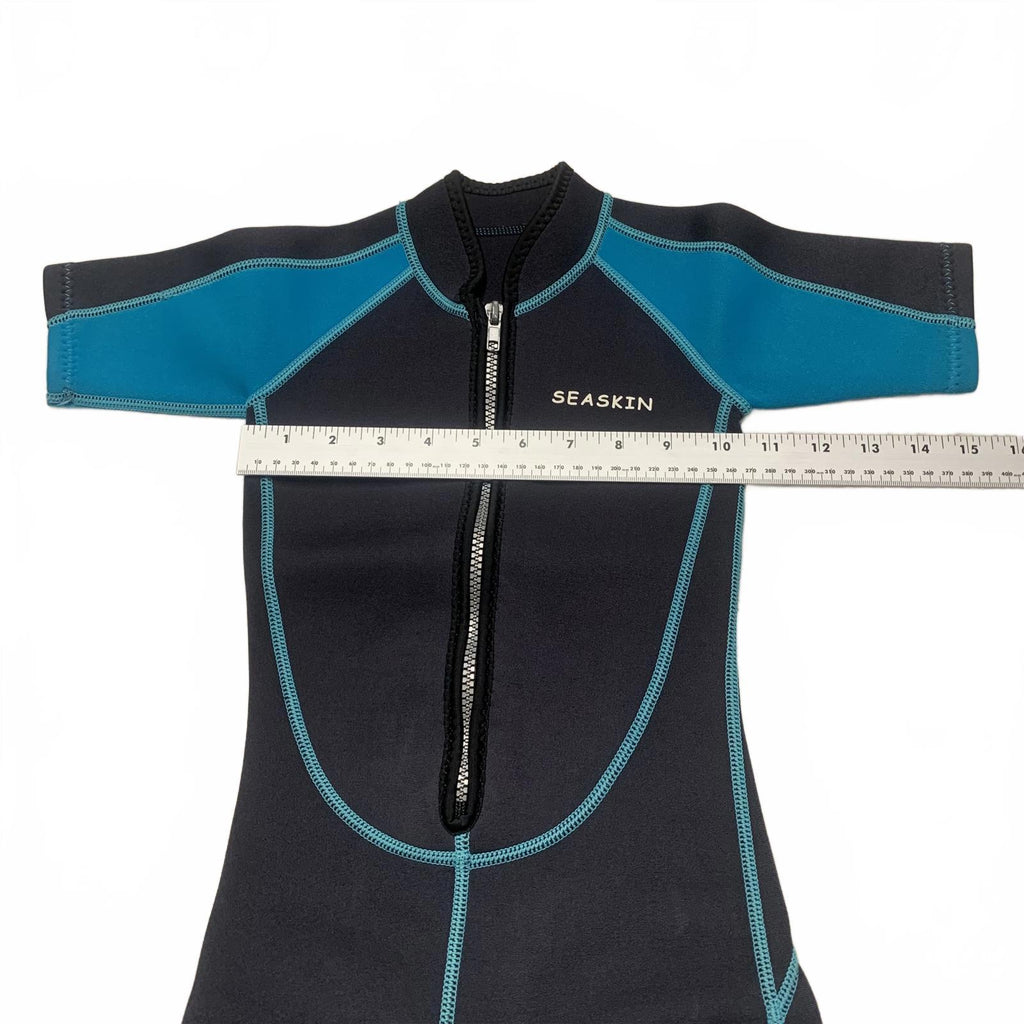 Traje de baño unisex Seaskin para niños, talla 3, color negro y verde azulado, de manga corta