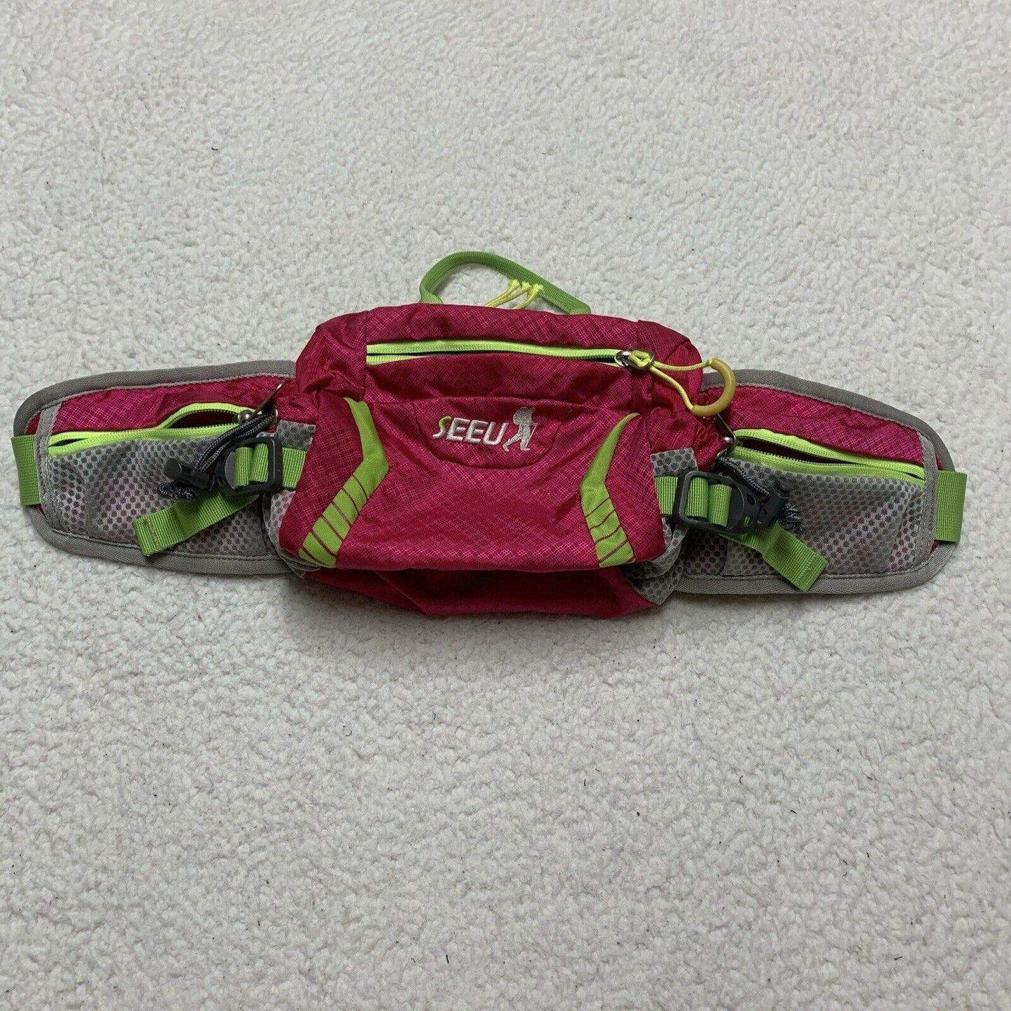 SEEU Gray Pink Green Fanny Pack Sling Crossbody Waist Bag Trail Hike