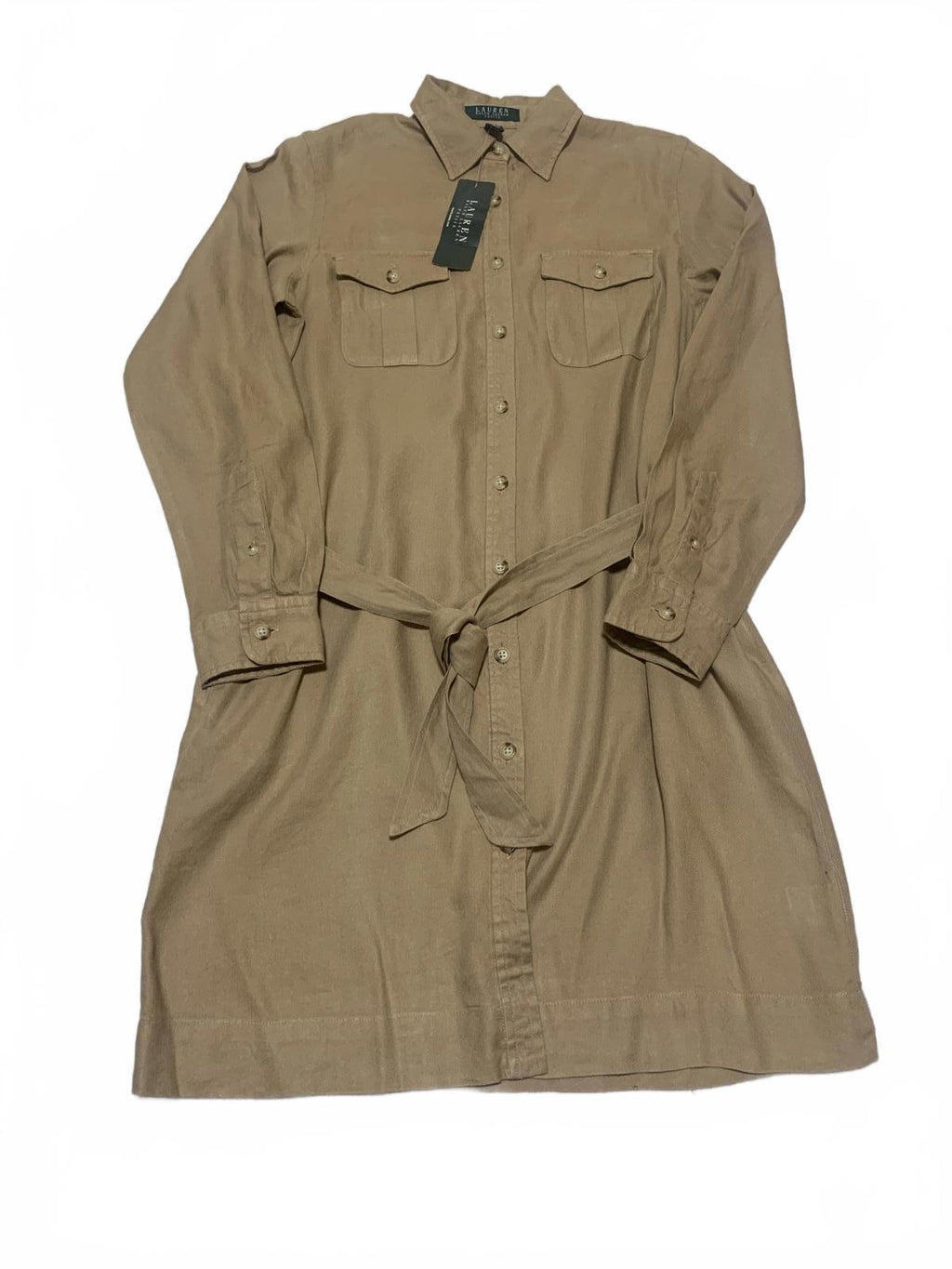 Vestido camisero con cinturón en color tostado medio de Lauren Ralph Lauren Petite para mujer