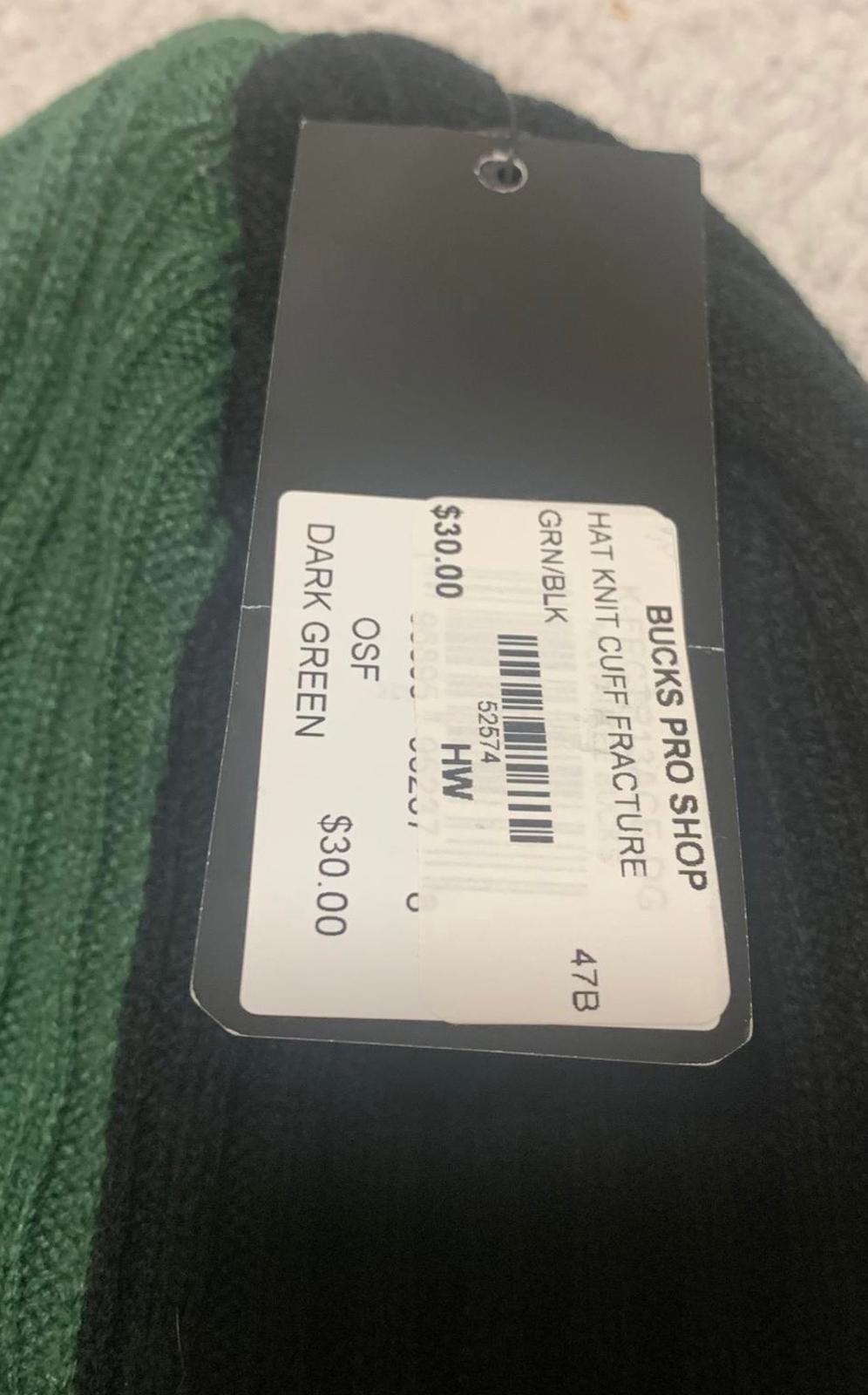 Gorro NBA Milwaukee Bucks de '47 Brand, tejido negro y verde, OSFA, nuevo