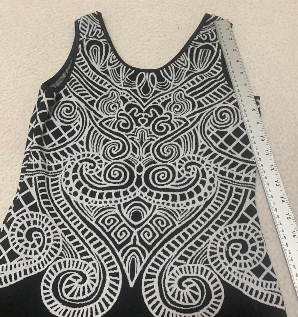 Vestido sin mangas estampado en blanco y negro de Frank Lyman para mujer, talla 8