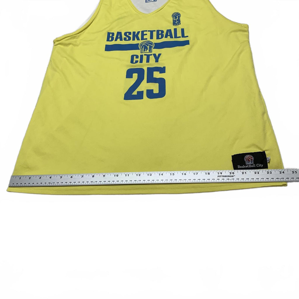 Camiseta sin mangas reversible amarilla y blanca grande para hombre de BasketBall City, número 25