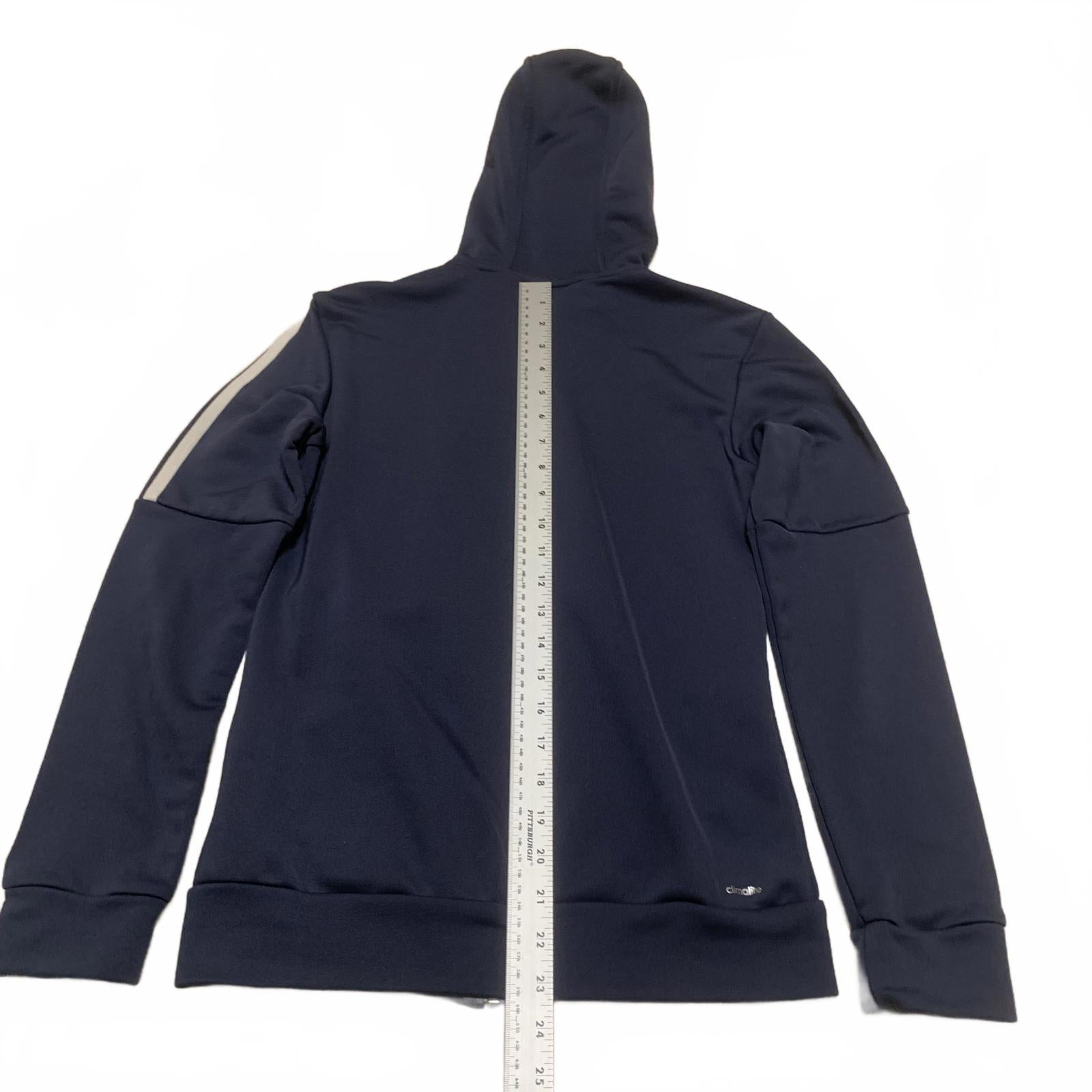 Sudadera con capucha y cremallera Adidas para mujer, talla S, azul marino, 3 rayas