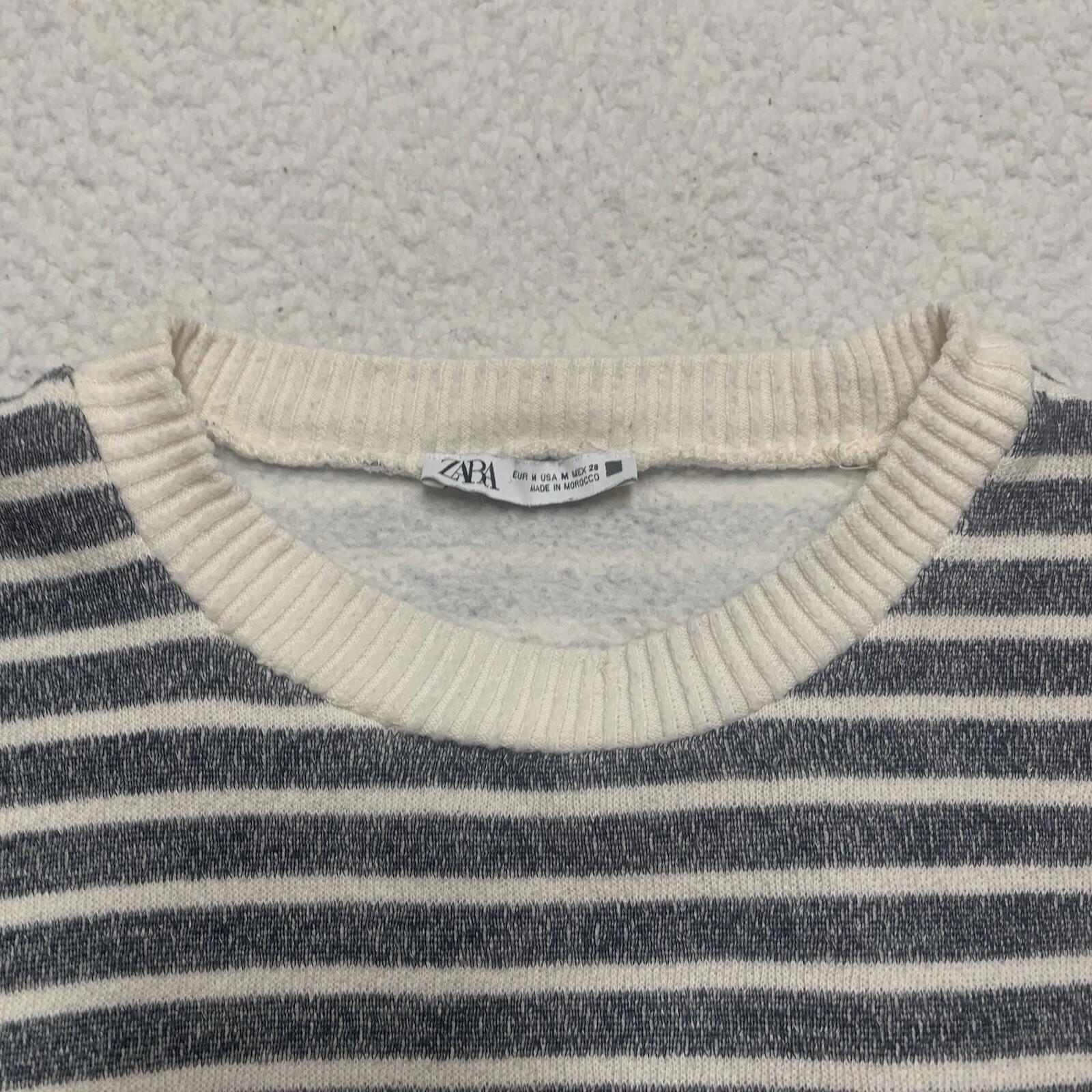 Suéter corto de manga larga azul y beige para mujer, talla M, de Zara