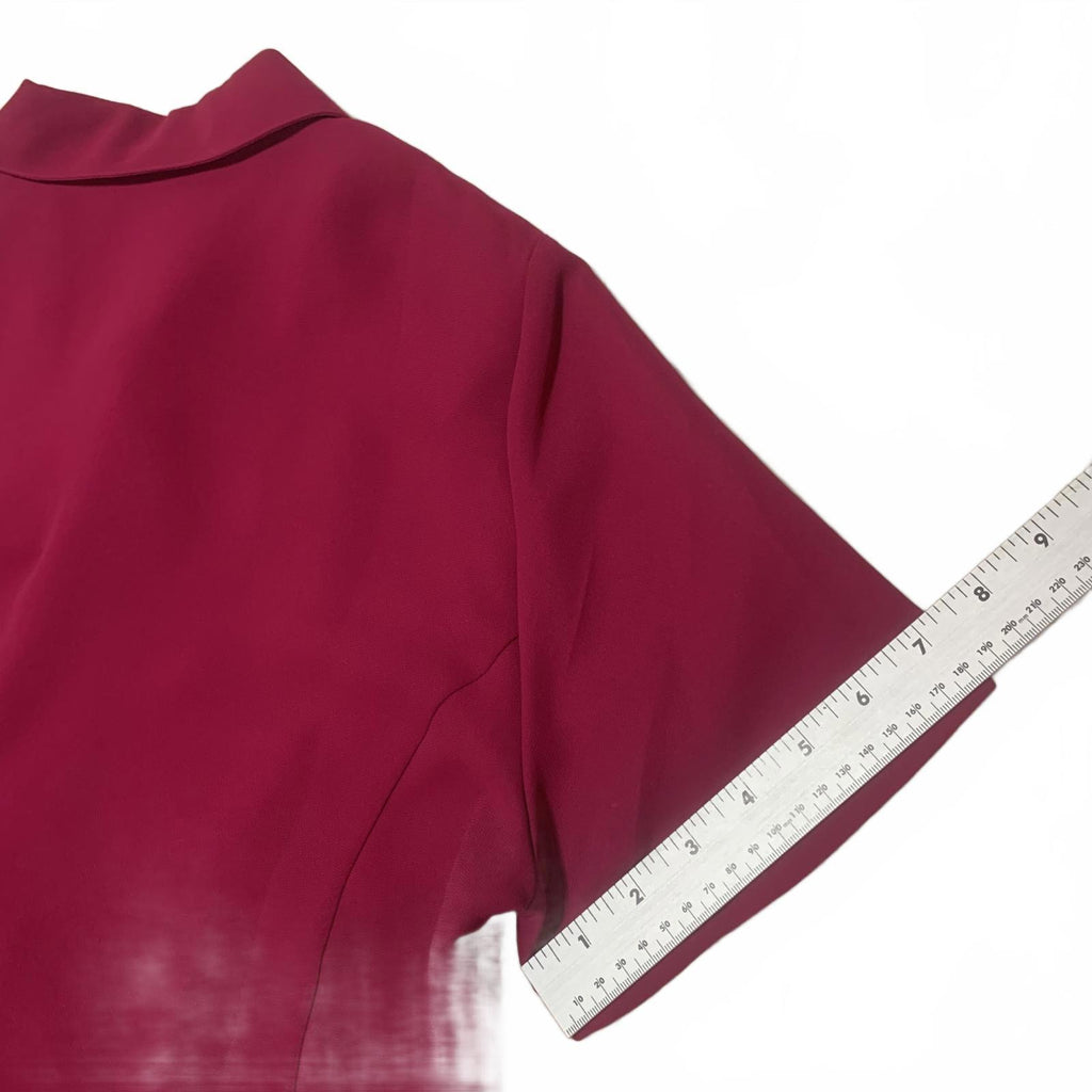 Blusa de manga corta con botones color fucsia para mujer, talla 12, de Liz Baker
