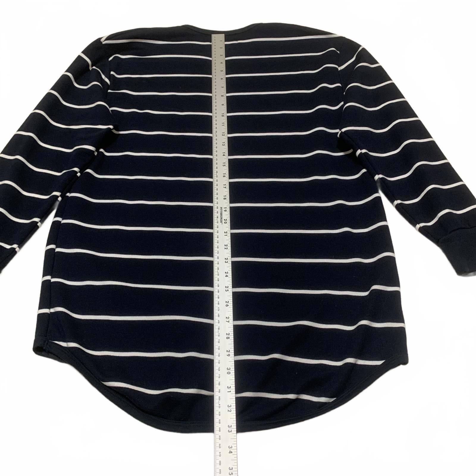 Camisa Galaxy de manga larga a rayas blancas y azul marino para mujer, talla XXL