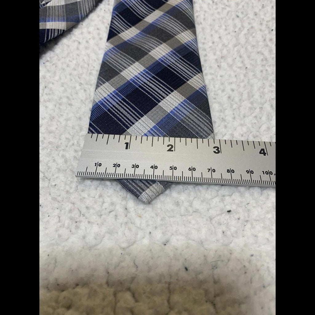 Kenneth Cole Reaction Blue Plaid Necktie Silk Tie