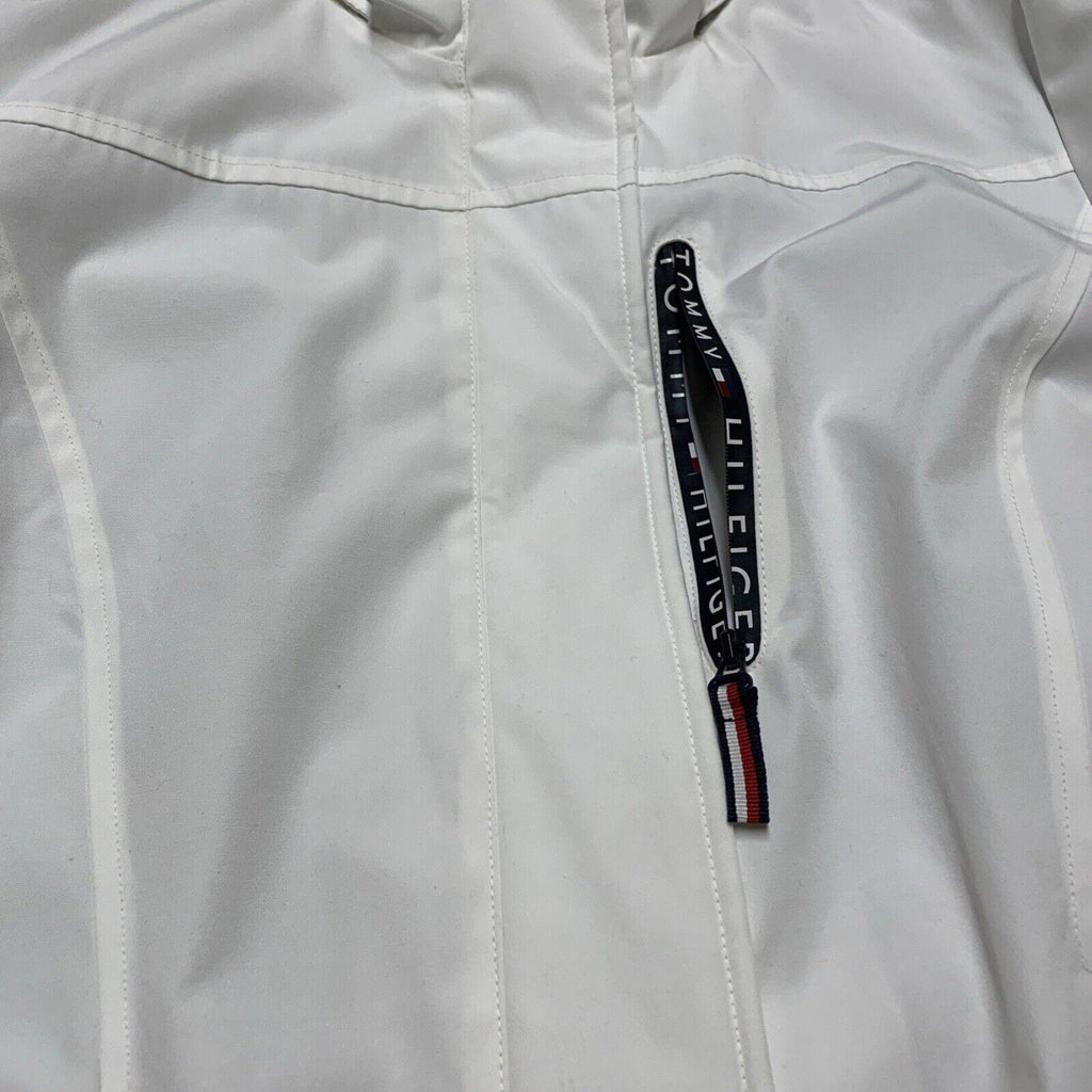 Chaqueta impermeable con capucha Tommy Hilfiger para mujer, color blanco, talla M