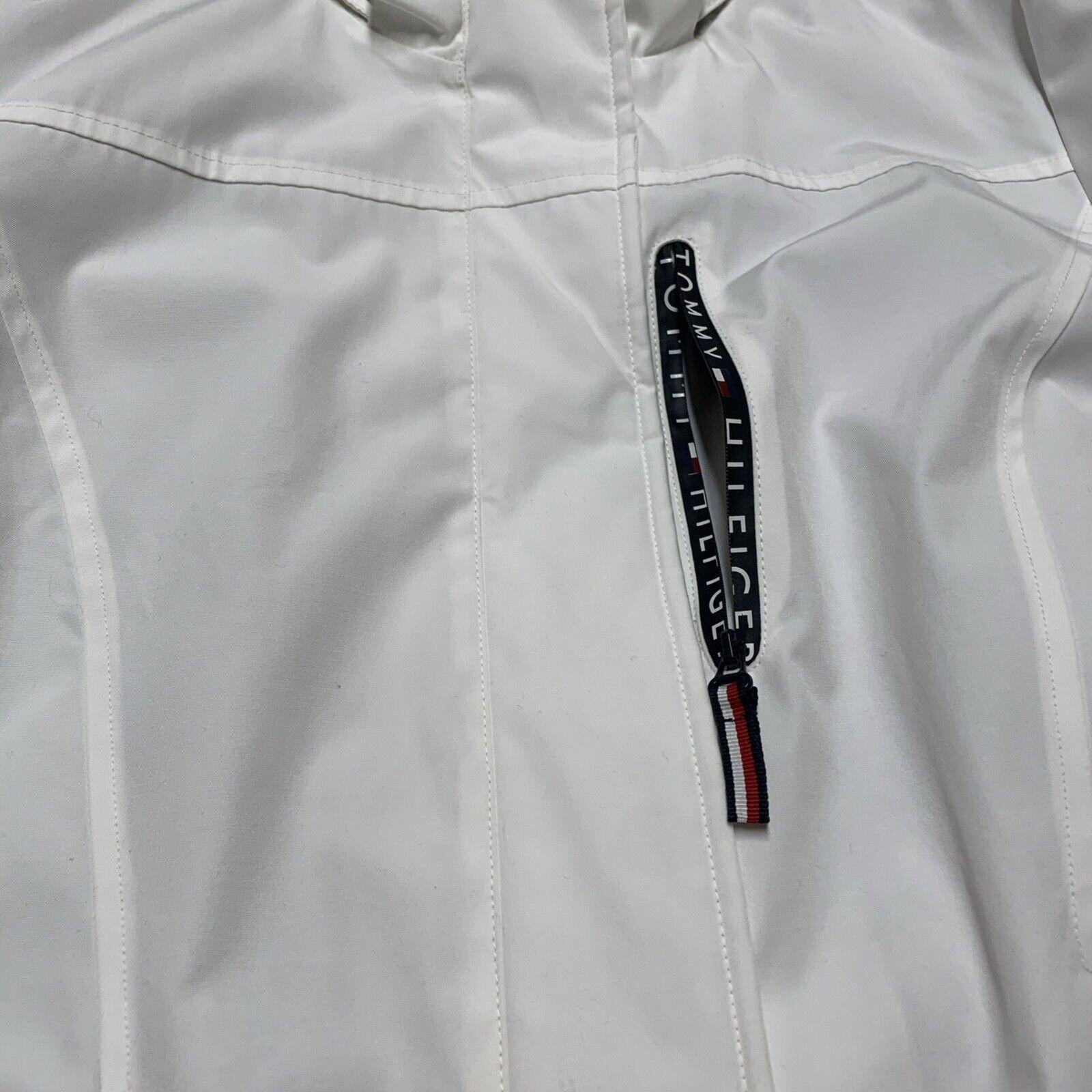 Chaqueta impermeable con capucha Tommy Hilfiger para mujer, color blanco, talla M