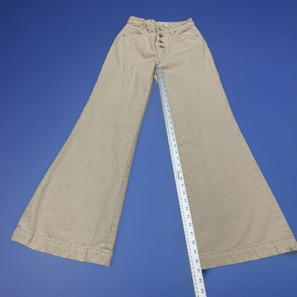 Rolla's Jeans - Vaqueros acampanados beige con botones y pierna abierta para mujer, talla 25