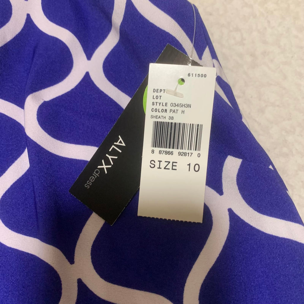 Vestido ALYX para mujer, talla 10, azul real, blanco, estampado, sin mangas
