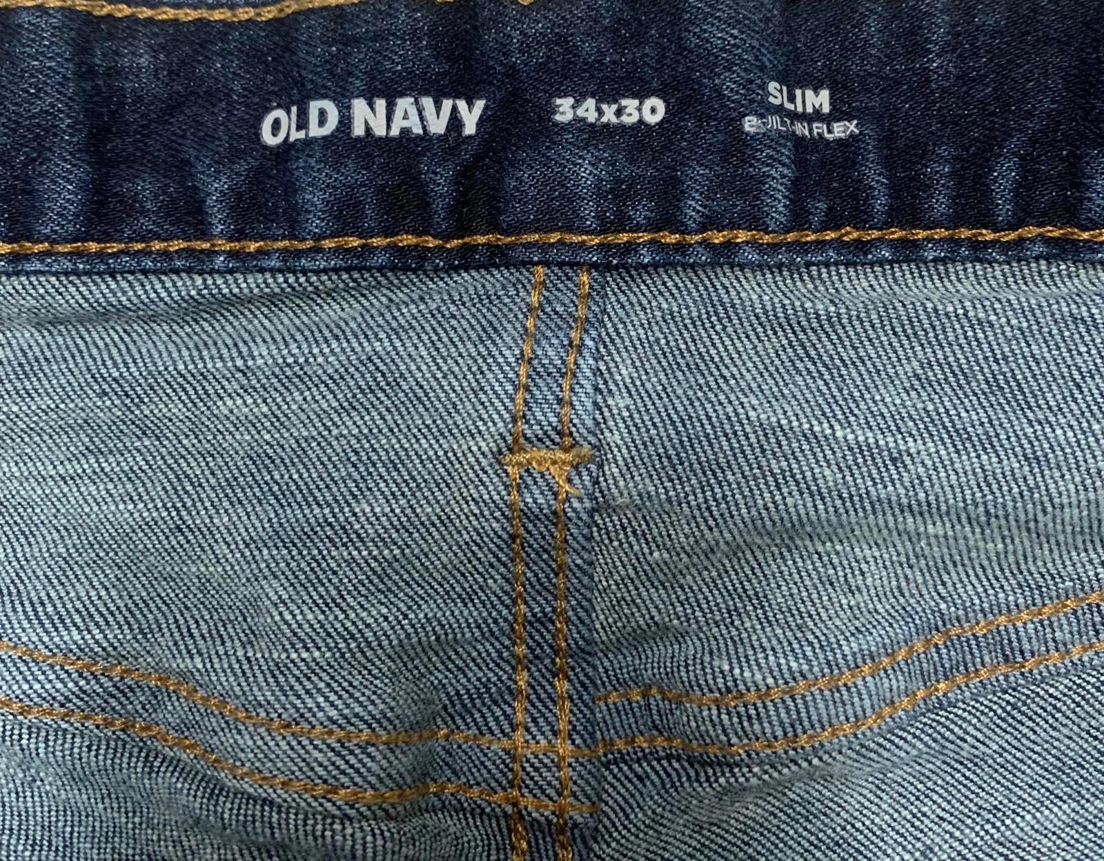 Vaqueros ajustados de lavado azul oscuro de Old Navy para hombre, talla 34 x 30, 32 x 29 (talla real)