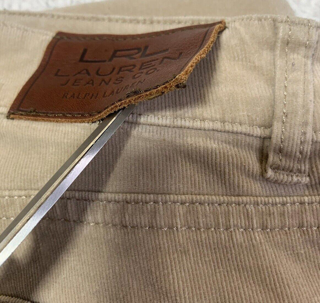 Pantalones vaqueros de pana LRL Ralph Lauren para mujer, talla 10, color tostado