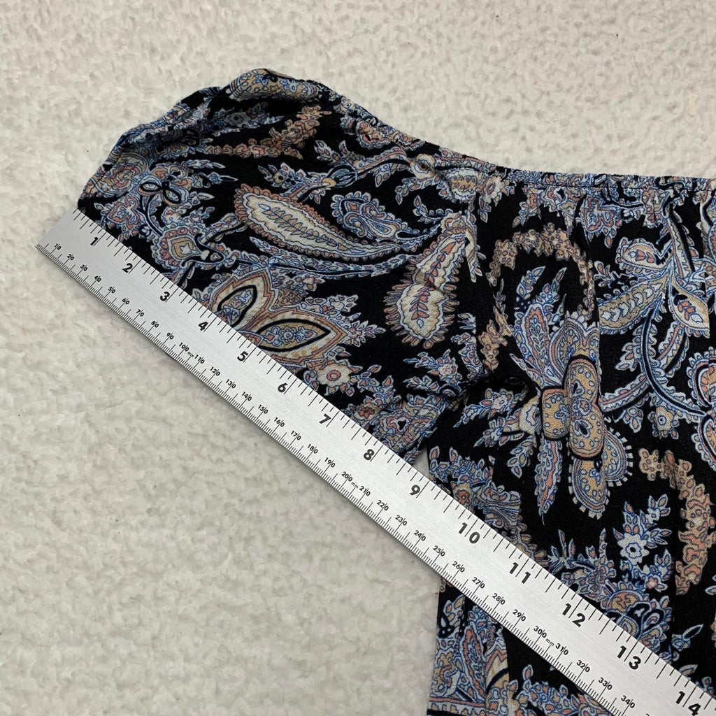 Vestido largo con estampado floral de rayón de manga corta para mujer, talla M, color aguamarina