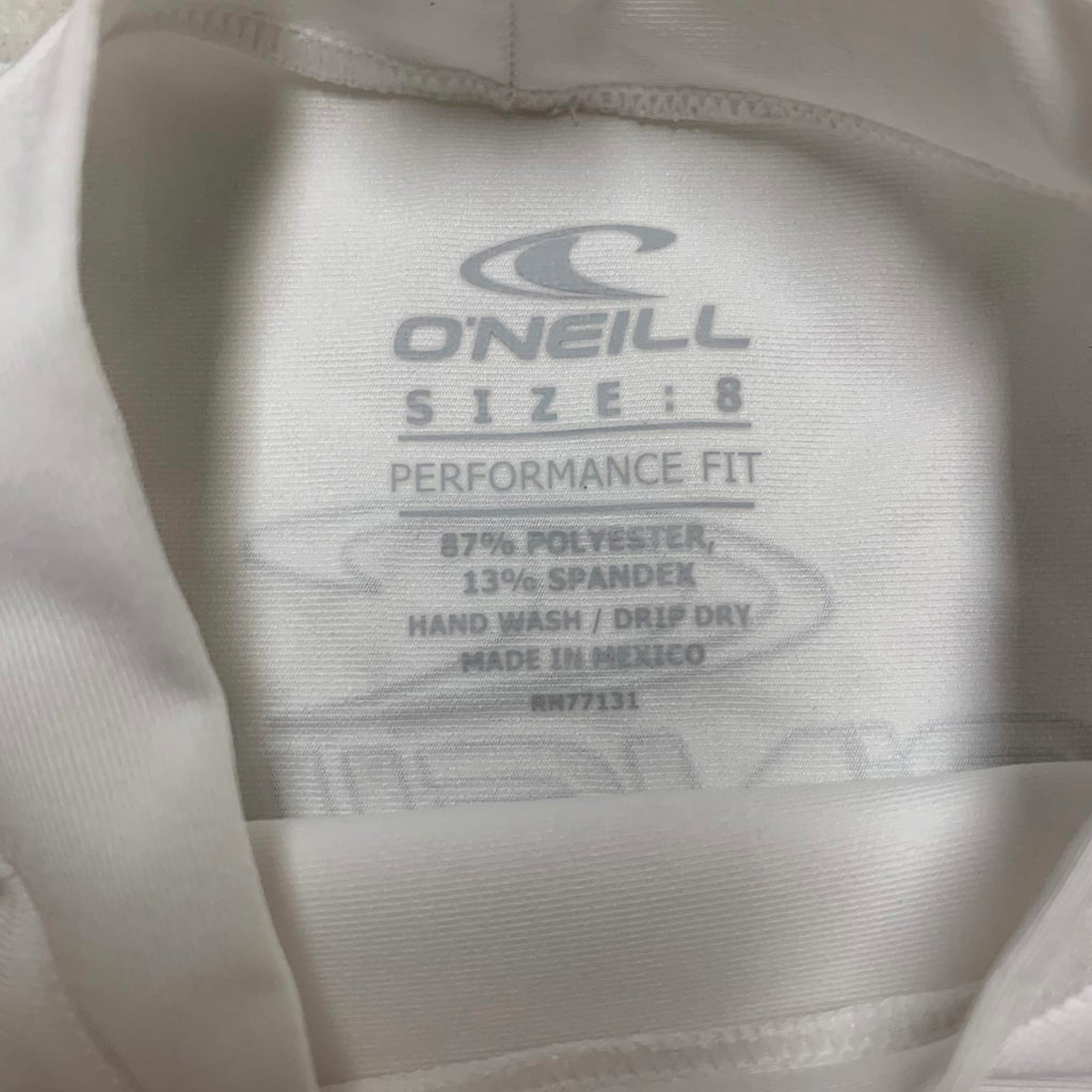 Traje de baño O'Neill Performance Fit para niños, talla 8, color blanco, con protección solar y contra erupciones UV