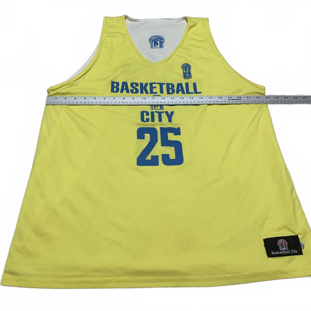 Camiseta sin mangas reversible amarilla y blanca grande para hombre de BasketBall City, número 25