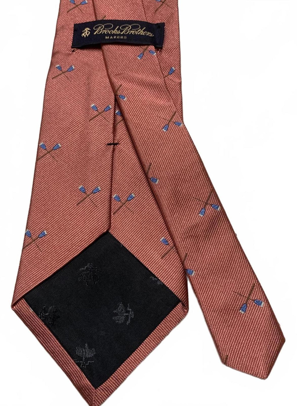 Corbata de seda rosa polvoriento OSFA para hombre de Brooks Brothers, estampado azul, EE. UU.