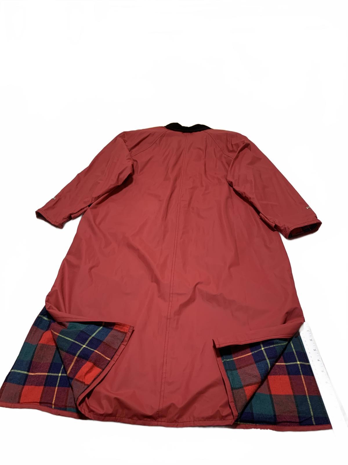 Vintage Misty Harbor Women's L Red Casual Rain Jacket Plaid Pattern PVC shell