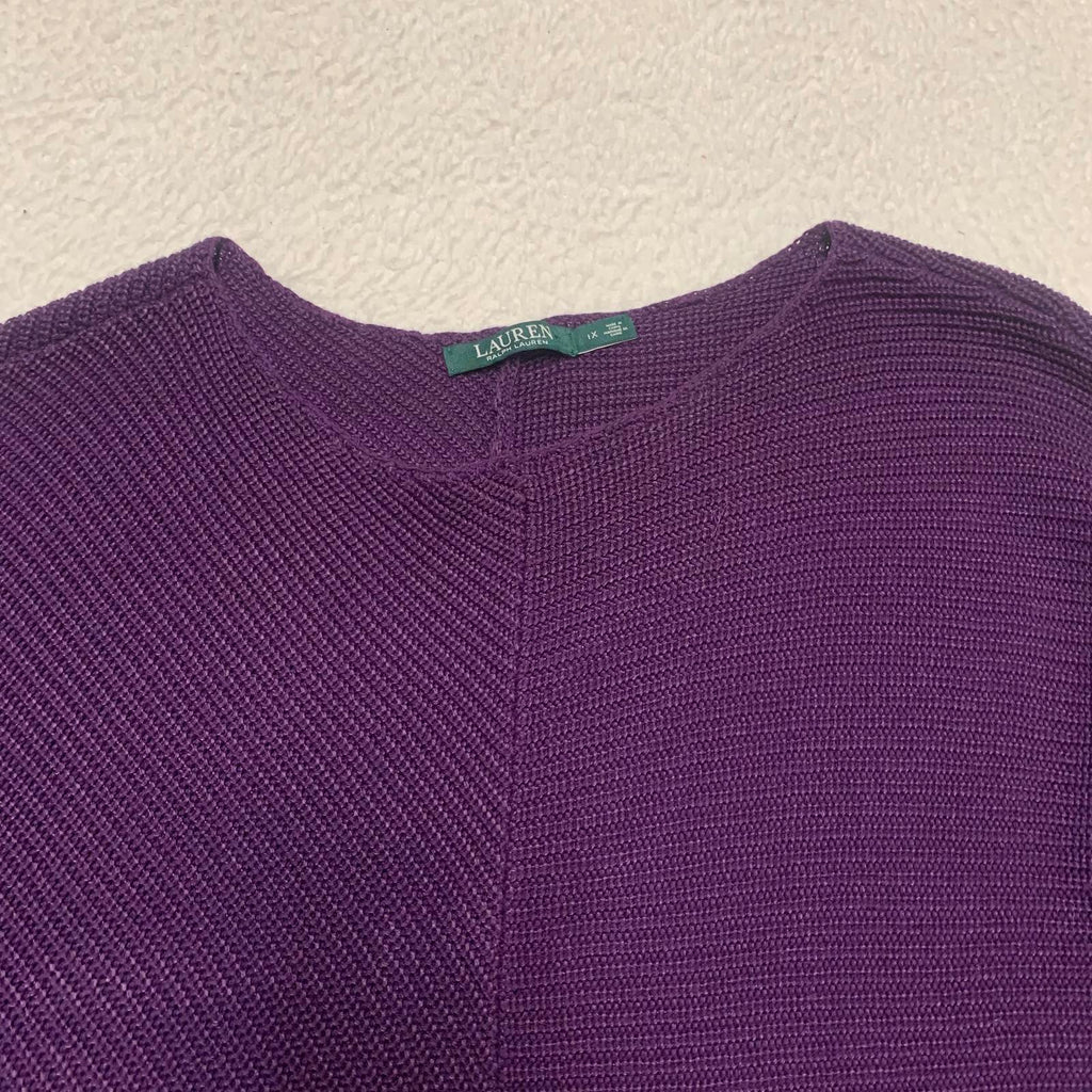 Suéter de punto morado Ralph Lauren para mujer, talla 1X