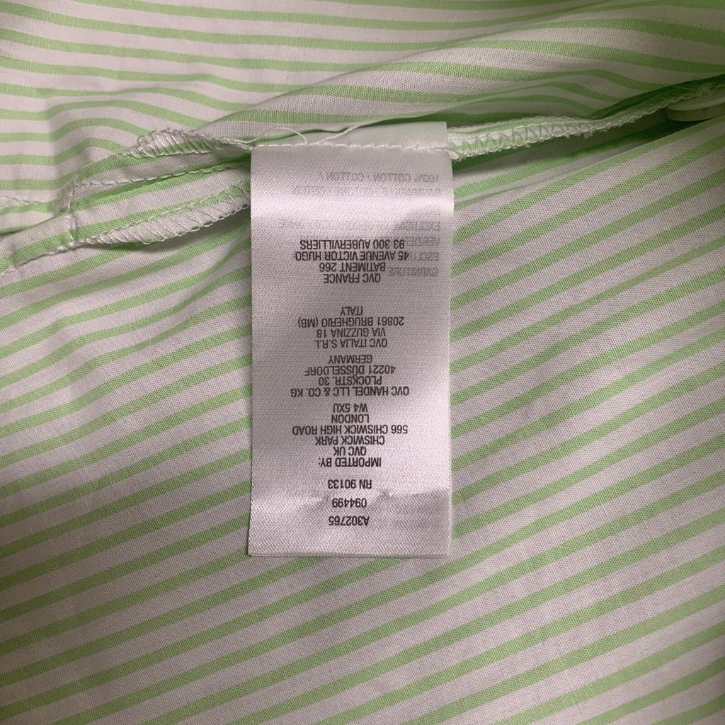 Camisa de botones a rayas verdes con bordado floral para mujer, talla S de Quacker Factory