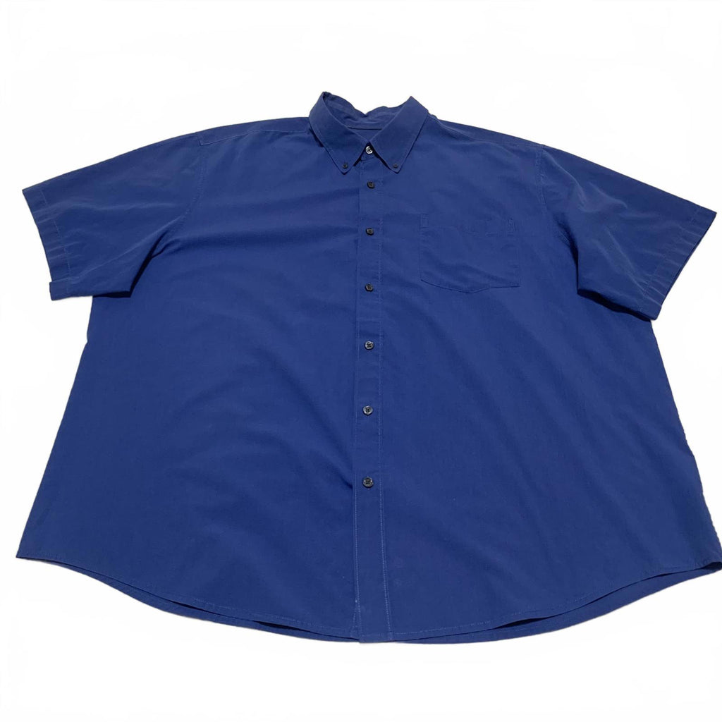 Camisa de manga corta azul con botones, edición básica, talla 2XL para hombre
