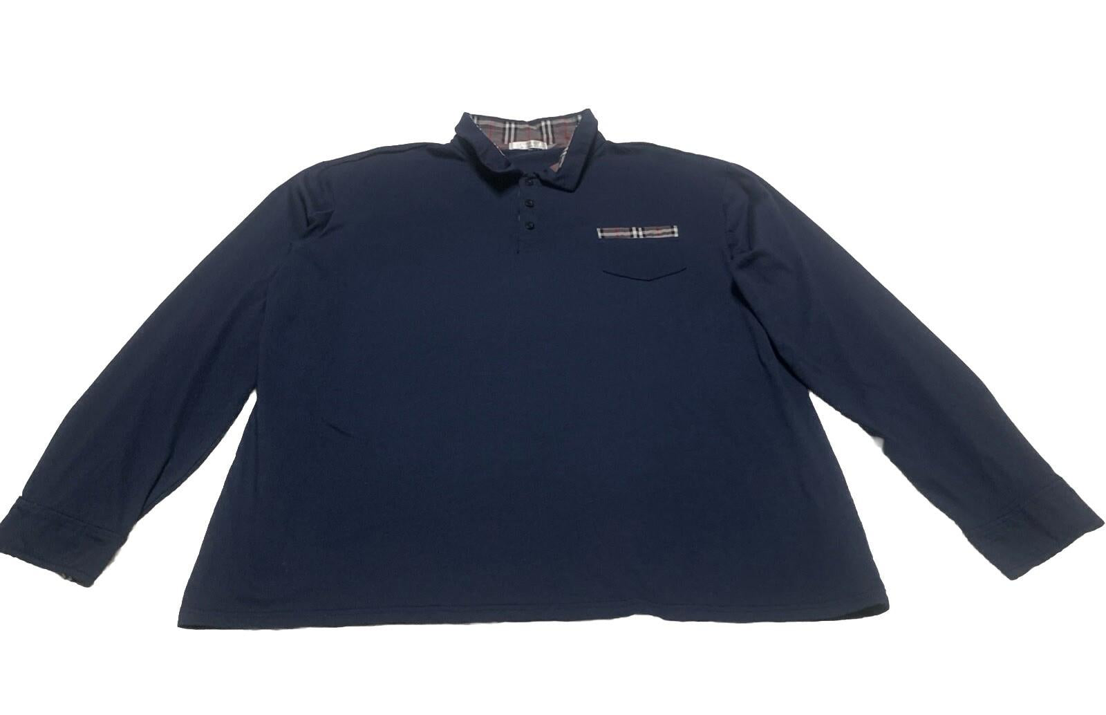 Polo de manga larga azul marino XXL para hombre de Coofandy con cuello a cuadros y bolsillo