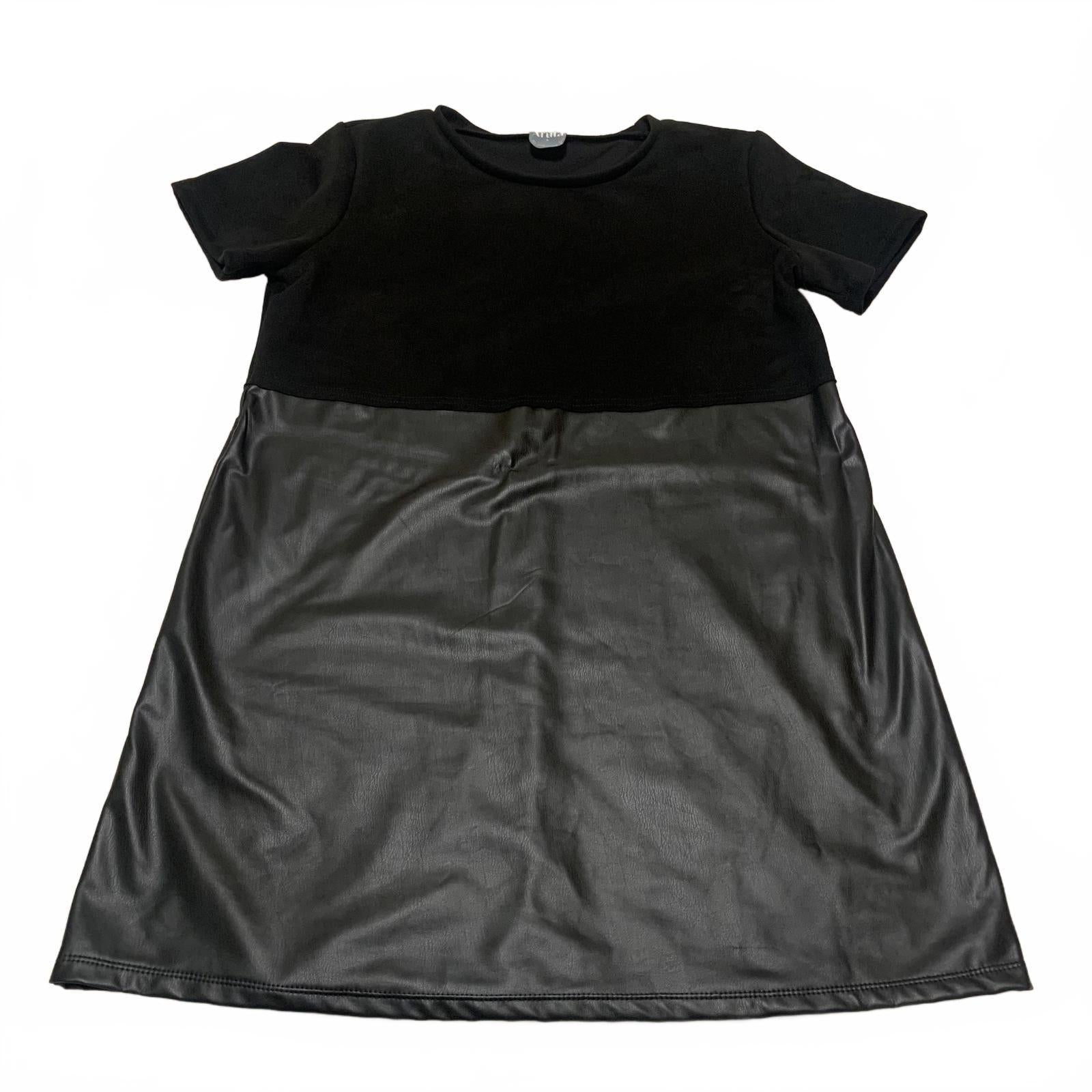 Vestido informal de manga corta con falda de piel sintética Arula para mujer, talla 1X, EE. UU.