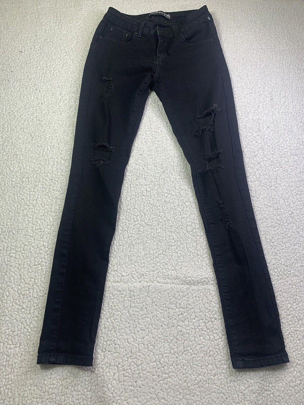 Pantalones vaqueros Monkey Ride Juniors Talla 3/29 Negros Ajustados Desgastados