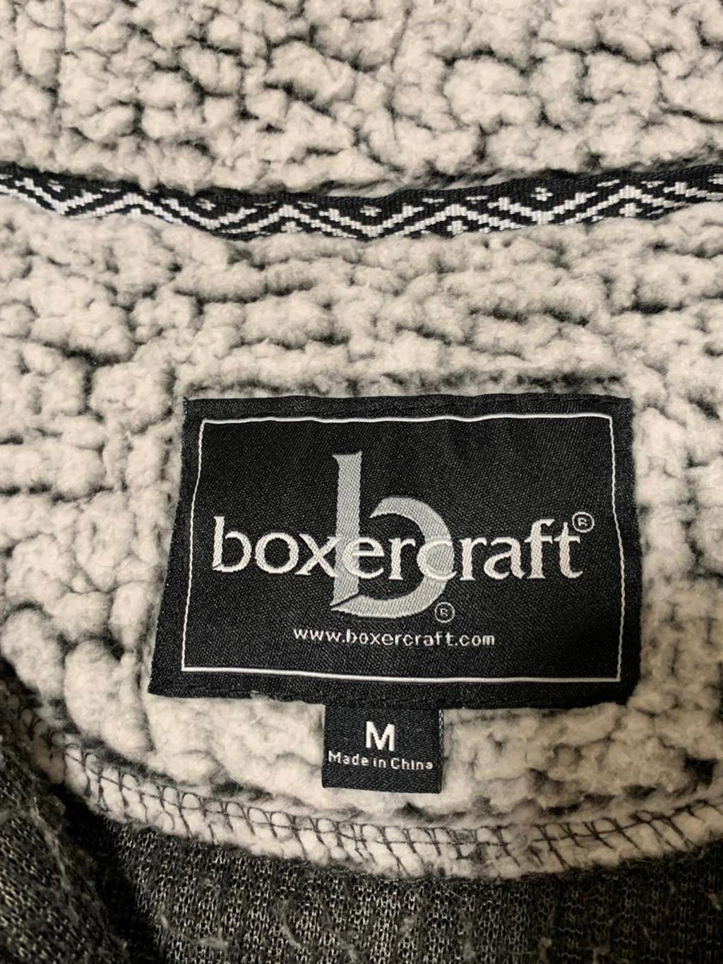 Chaqueta tipo jersey de forro polar sherpa gris con cremallera de un cuarto para hombre, talla M, de Boxercraft