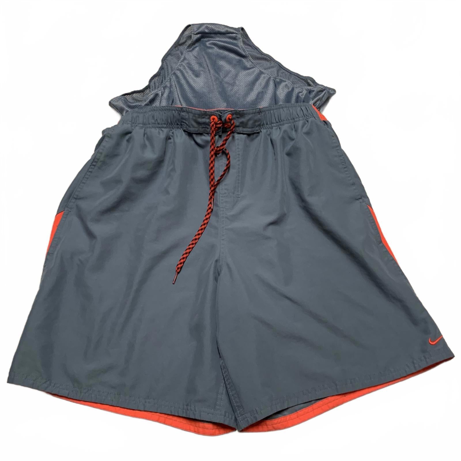 Shorts de baño Nike para hombre, talla XL, gris y naranja